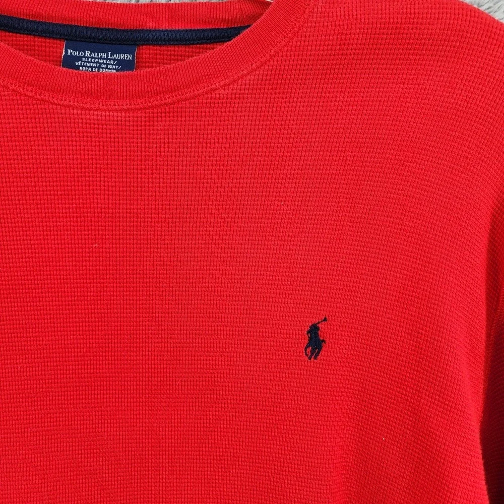 Polo Ralph Lauren Shirt Mens L Red‎ Waffle Cotton Sleepwear Pullover Pony Logo